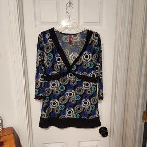 Gitano Tunic Blouse Top Empire 3/4 Sleeve Abstract